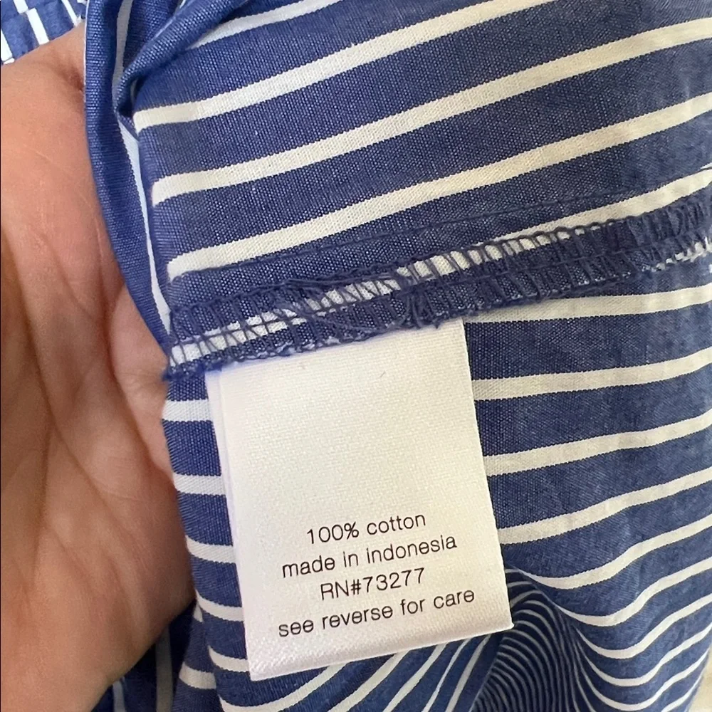 Elizabeth and James blue and white striped cotton button down top - Picture 6 of 8